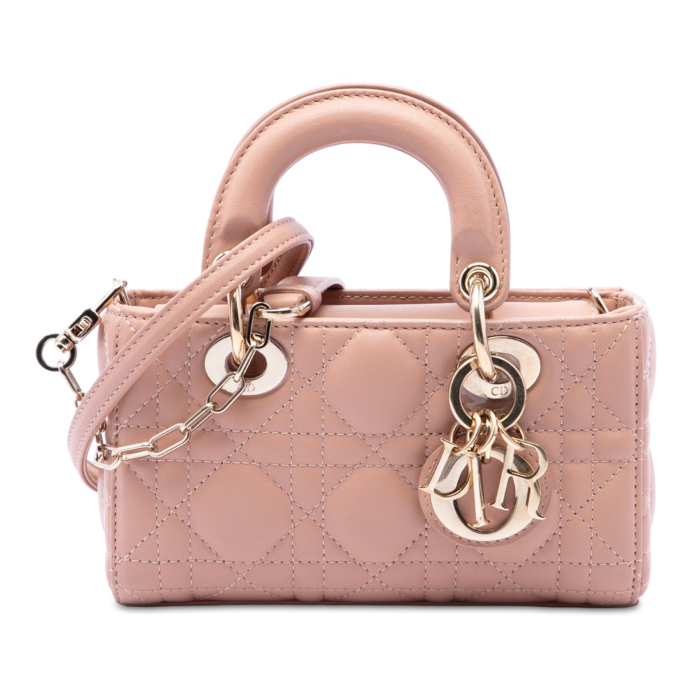 Pre-Loved Dior Micro Lambskin Cannage Lady D Joy